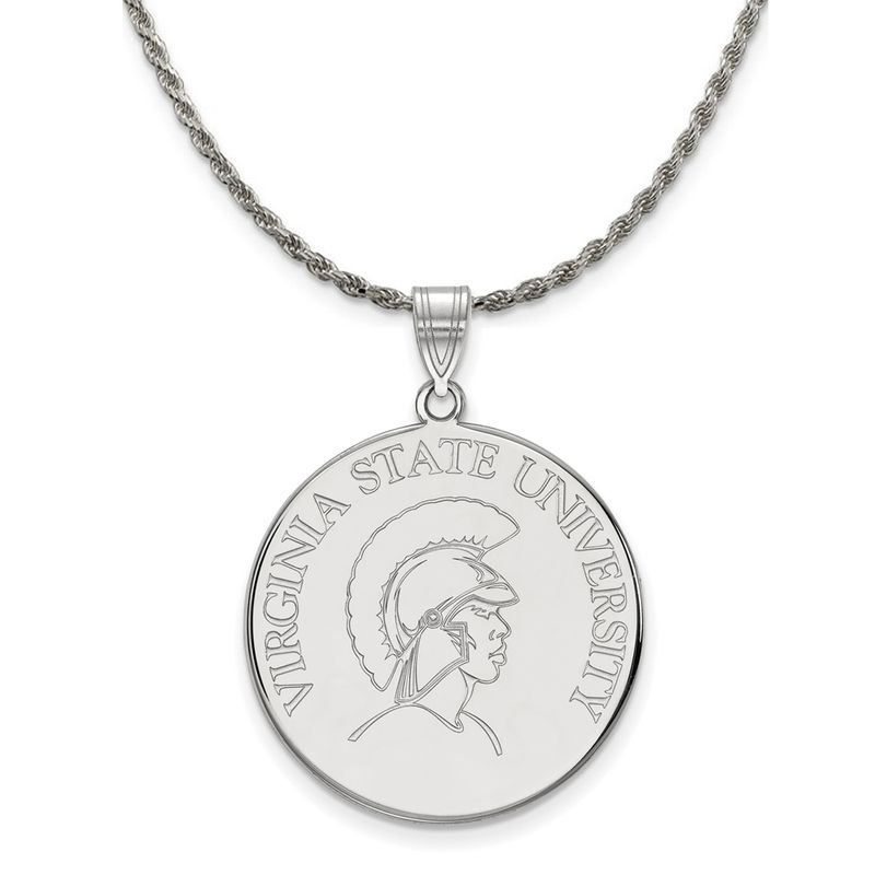 Sterling Silver Virginia State Xl Disc Pendant Necklace - 22 Inch